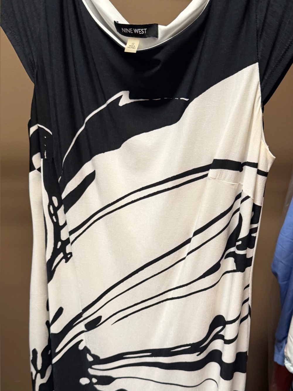 Lauren Black & White Sleeveless Printed Dress